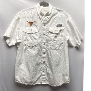 University of Texas UT Longhorns Mens Columbia PFG White Short Sleeve Shirt Med